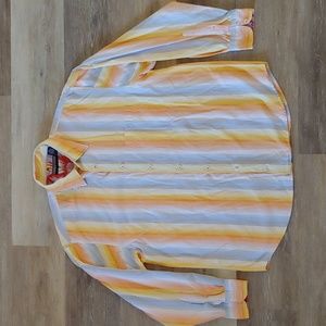 Andrew Fezza Long Sleeve Button Down Shirt 100% Cotton Colorful Stripes Size XXL